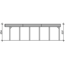 Technische Zeichnung eines Carports mit Maßangaben.