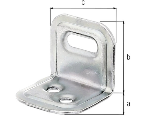 Winkelverbinder mit Löchern und Maßangaben