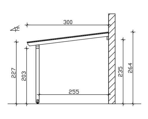 Schéma technique d''un auvent avec dimensions