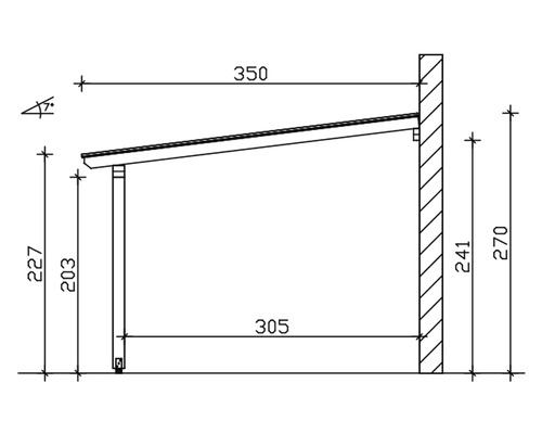 Dessin technique d''un carport avec dimensions