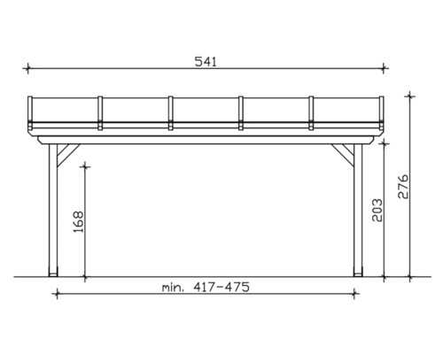 Schéma technique d''un carport avec dimensions