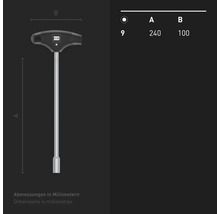 Clé à douille à poignée en T INBUS® 71918 9mm, avec HybridTouch — Made in Germany