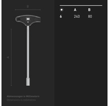 Clé à douille à poignée en T INBUS® 71888 6mm, avec HybridTouch — Made in Germany