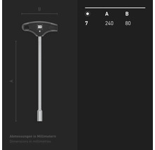 Clé à douille à poignée en T INBUS® 71895 7mm, avec HybridTouch — Made in Germany