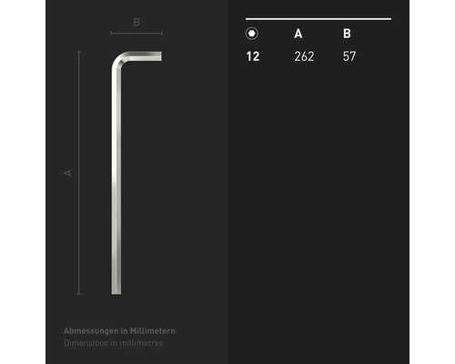 Image d''une clé Allen avec les dimensions