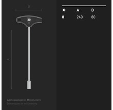 Clé à douille à poignée en T INBUS® 71901 8mm, avec HybridTouch — Made in Germany