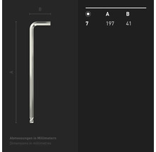 INBUS® 71550 Winkelschraubendreher (extra lang) 7mm, mit Kugelkopf — Made in Germany