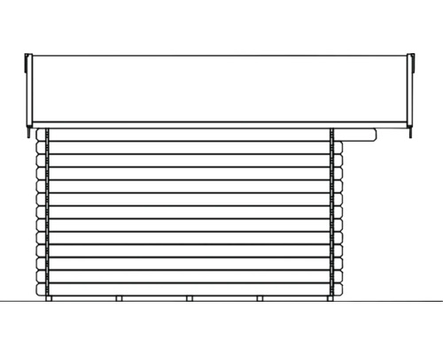 Gartensauna mit horizontaler Holzverkleidung und Oberlicht