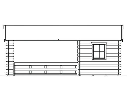 Illustration eines Gartenhauses mit Veranda und Fenster