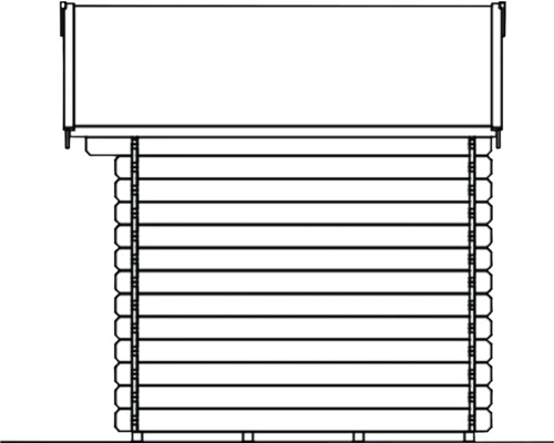 Illustration eines Gartenhauses mit Blockbohlenbauweise