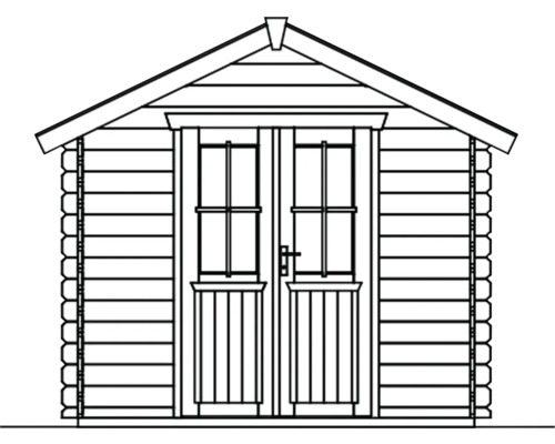 Illustration d''un abri de jardin avec une double porte.