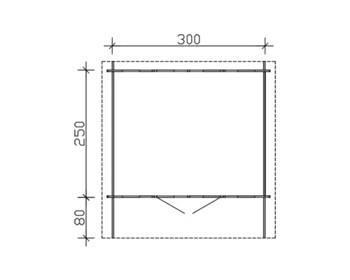 Schéma technique d''une cabane de jardin avec dimensions