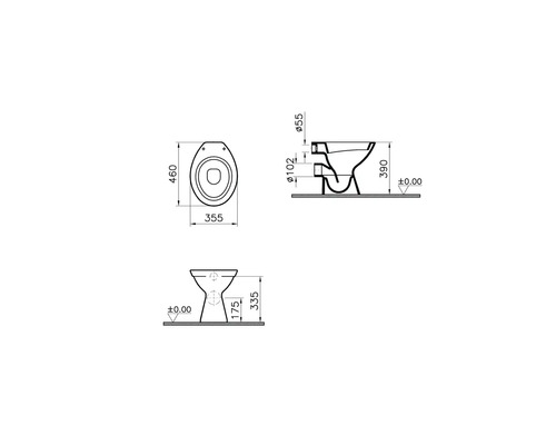 Dessin technique d''un WC avec cotation