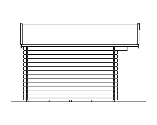 Illustration eines Gartenhauses aus Holz
