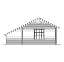 Dessin d''une maison en bois avec fenêtre et toit à deux pentes