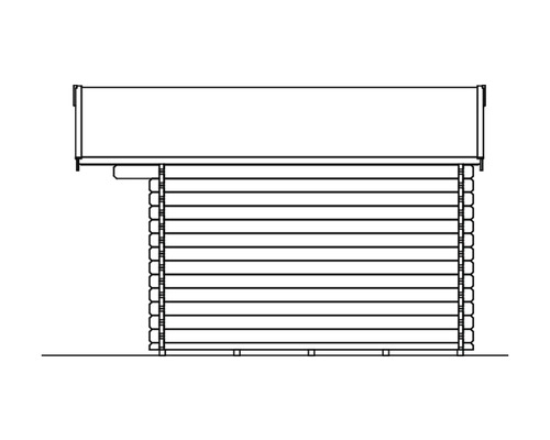 Illustration eines Gartenhauses aus Holz