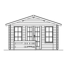 Illustration d''un abri de jardin avec porte double et fenêtres
