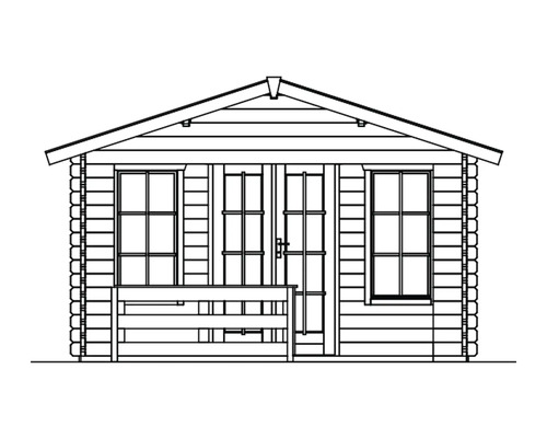 Illustration d''un abri de jardin avec porte double et fenêtres