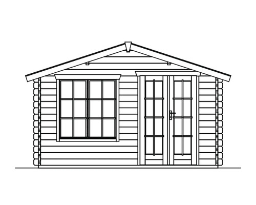 Dessin d''un abri de jardin avec fenêtre et double porte