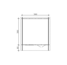 Plan de toit abri de jardin avec les dimensions 380 sur 380 centimètres
