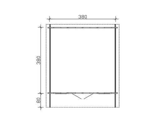 Dessin technique d''une tonnelle de jardin avec dimensions en millimètres