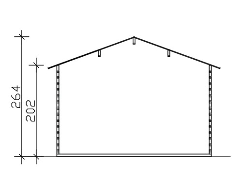 Schéma d''une maison de jardin avec les hauteurs indiquées
