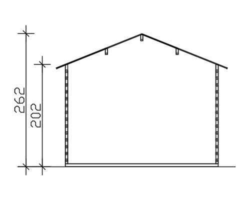 Coupe transversale d''un abri de jardin avec indications de hauteur