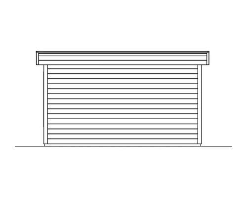 Dessin d''un abri de jardin avec un mur à lamelles