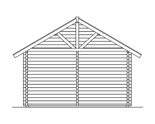Dessin d''une maison en bois avec un toit à deux pans.