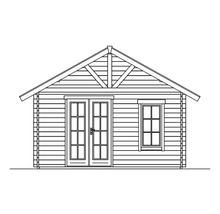 Illustration d''un abri de jardin avec porte double et fenêtre