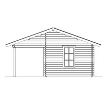 Illustration d''une maison en bois avec fenêtre et abri de voiture