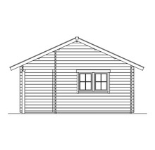 Schéma d''une cabane de jardin avec porte et fenêtre