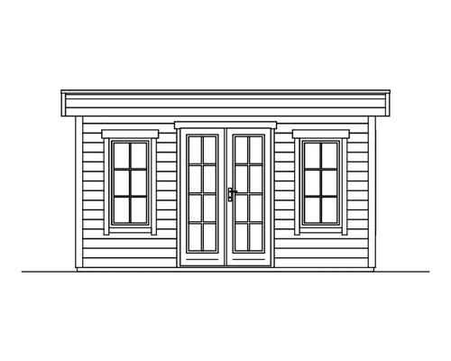 Illustration d''un abri de jardin avec porte double et fenêtres