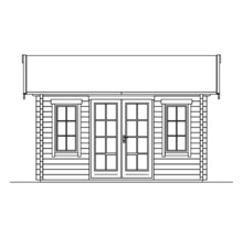 Illustration d''un abri de jardin avec porte double et fenêtres