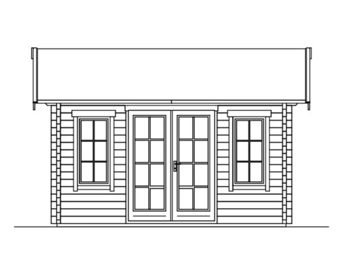 Illustration d''un abri de jardin avec porte double et fenêtres