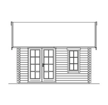 Illustration d''un abri de jardin avec double porte et fenêtre