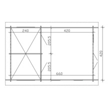 Dessin technique avec les dimensions d''un abri de jardin
