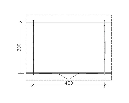 Plan de jardin avec dimensions 300 x 420 cm