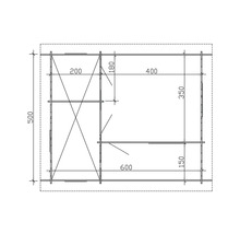 Plan d''un abri de jardin avec indications de dimensions
