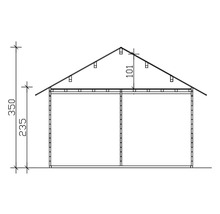 Schéma technique d''une cabane de jardin avec dimensions