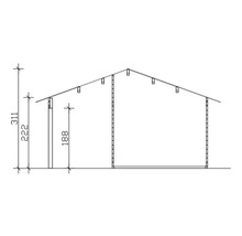 Dessin technique d''un abri de jardin avec indications de hauteur