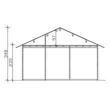 Schéma technique d''une remise de jardin avec dimensions