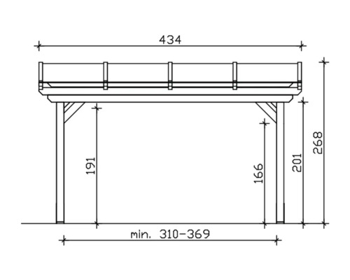 Schéma technique d''un carport avec dimensions