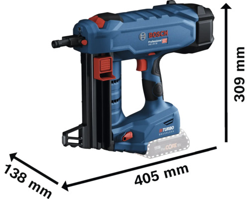 Bosch Professional Akku Nagelgerät mit Abmessungen