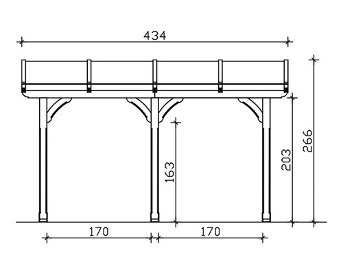 Schéma technique d''un pavillon en bois avec cotes