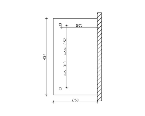 Dessin technique avec cotes pour un produit, incluant les indications de hauteur et de largeur.