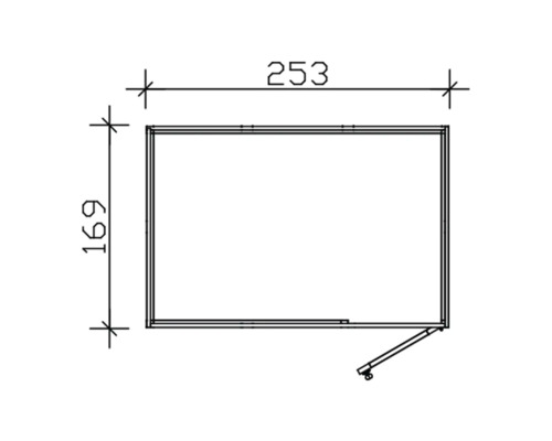 Dessin technique d''une fenêtre mesurant 253 sur 169