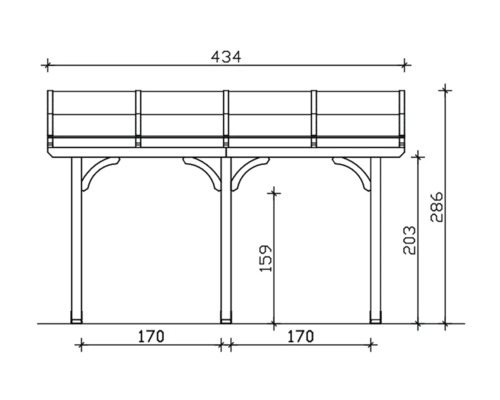 Dessin technique d''une pergola en bois avec dimensions