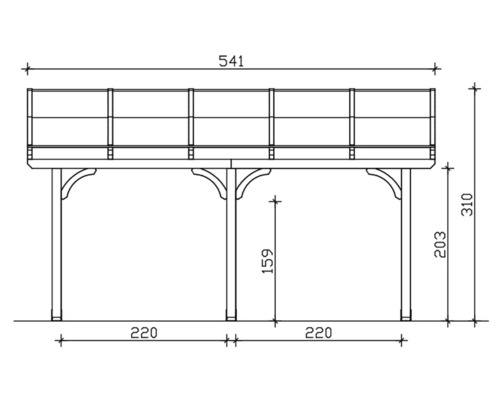Dessin technique d''une terrasse en bois avec dimensions