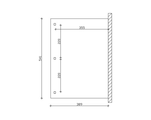 Schéma technique avec les dimensions 541, 355, 389 et 220.